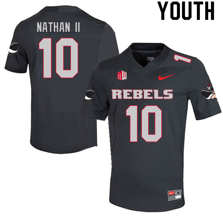 Youth #10 Deamikkio Nathan II UNLV Rebels College Football Jerseys Sale-Charcoal